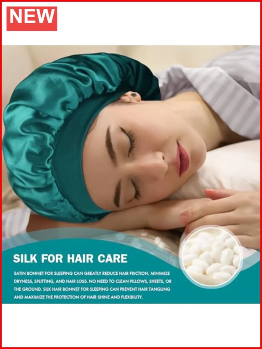 Double Layer Satin Sleep Cap for Curly Hair – Silk Bonnet Hair Protection